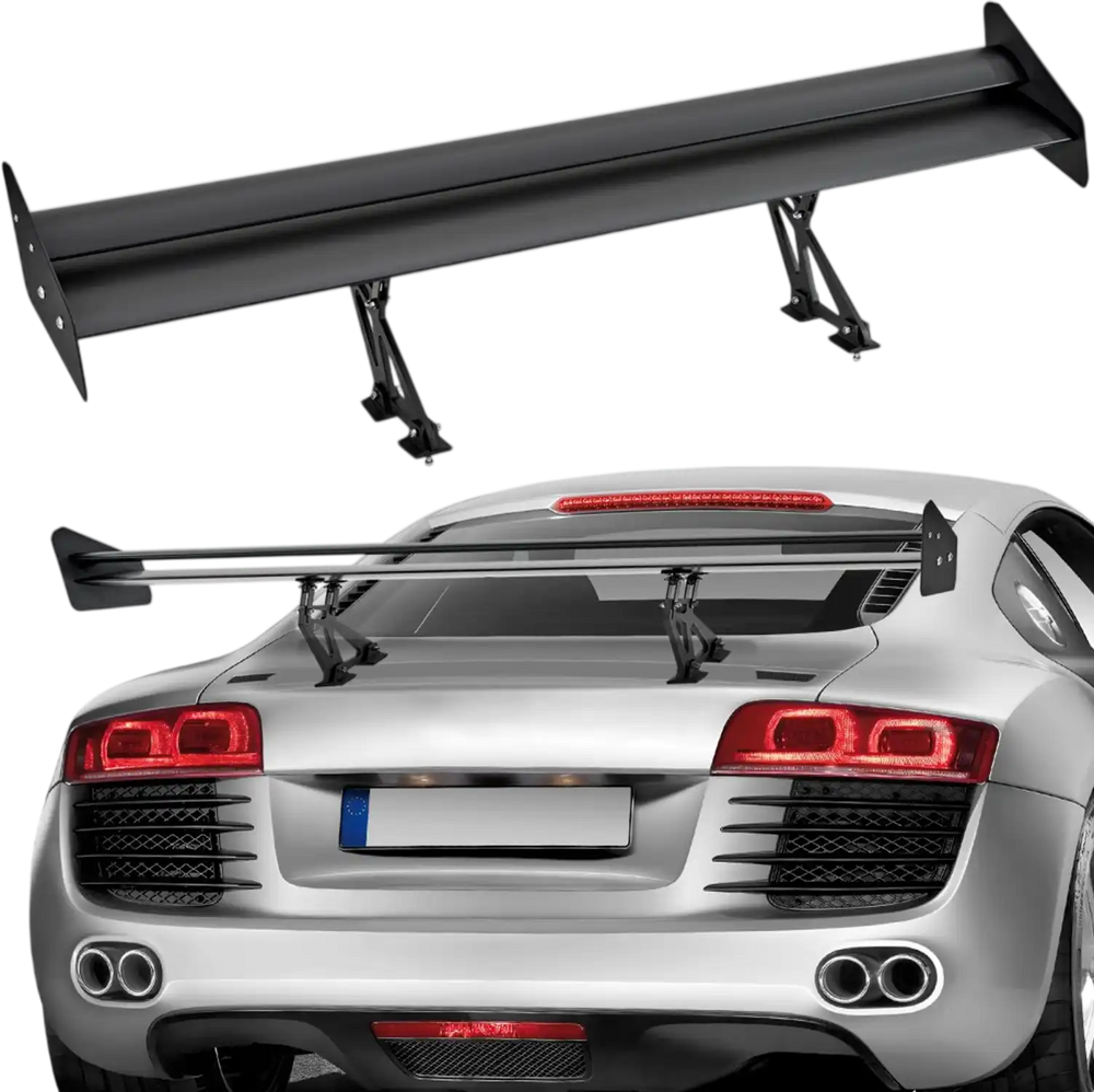 VEVOR GT Wing Car Spoiler, 53.1 inch Universal Spoiler with Double Deck, Adjustable Lightweight Aluminum, Car Rear Spoiler Wing, Racing Spoiler BGW/JDM Drift Black