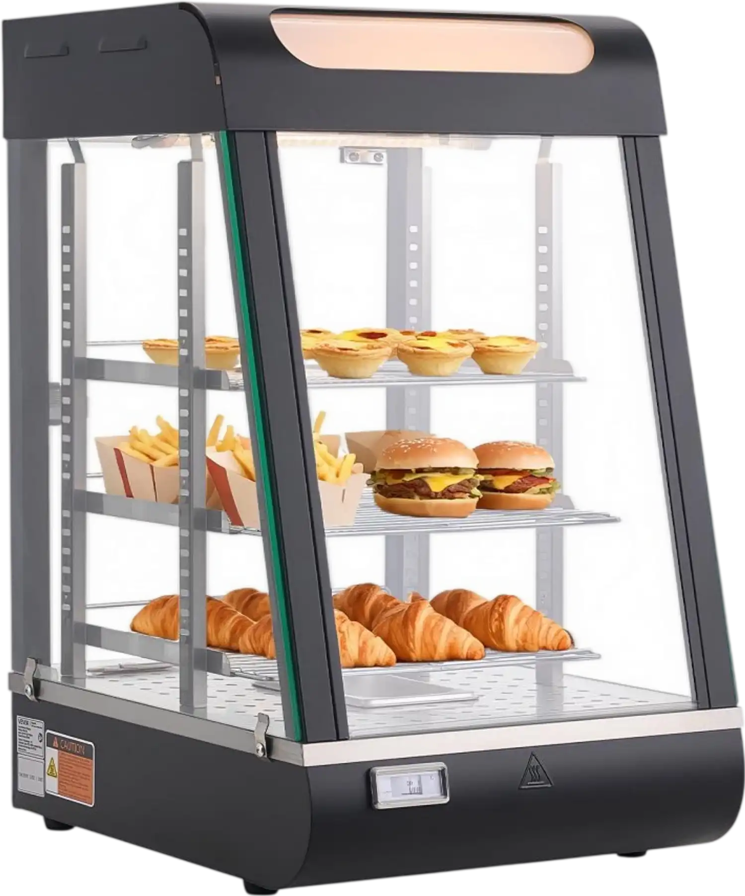 Vevor Food Warmer Display 3-Tier 60 Qt Countertop Steam Heating with LED Light New