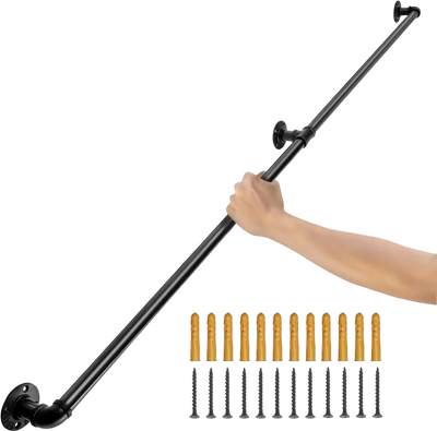 Vevor Pipe Stair Handrail 7' Carbon Steel Wall Mount Handrail New