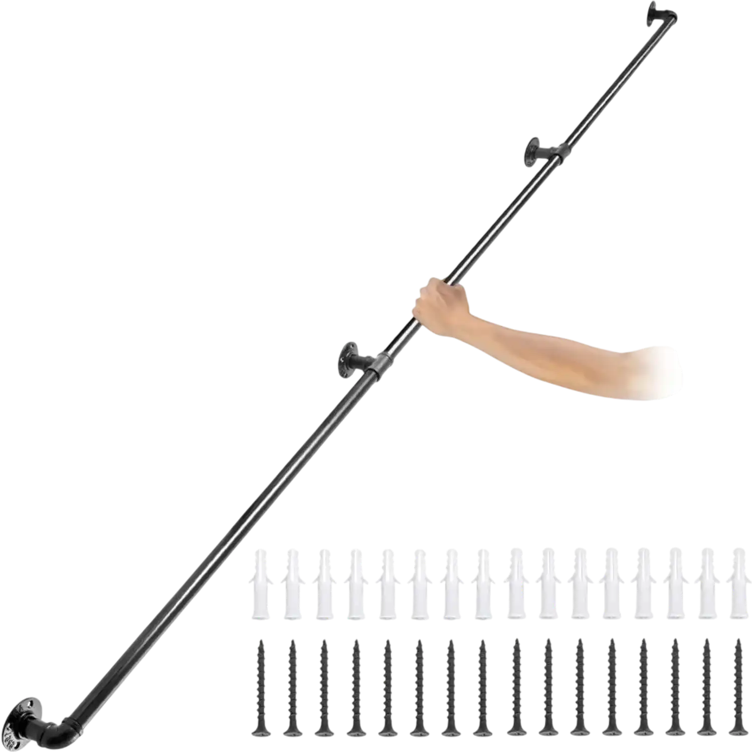 Vevor Pipe Stair Handrail 9' Carbon Steel Wall Mount New