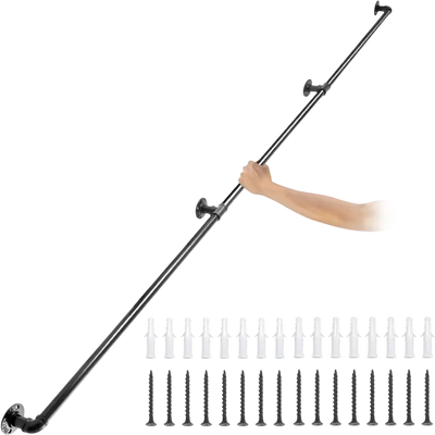 Vevor Pipe Stair Handrail 9' Carbon Steel Wall Mount New
