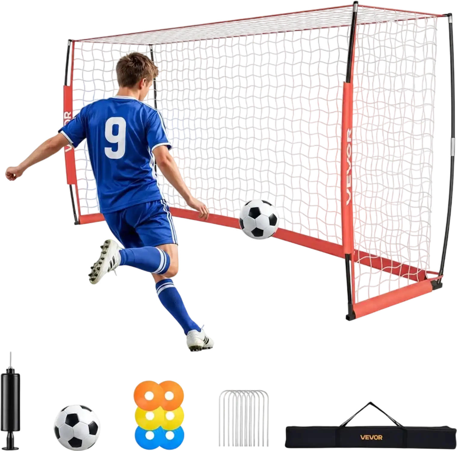 Vevor Soccer Goal 12' x 6' Portable Backyard Practice Net Set New