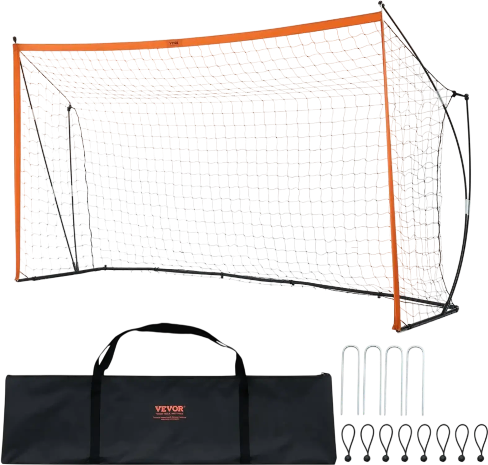 Vevor Soccer Goal 12' x 6' Portable Backyard Training Net with Carry Bag Orange New