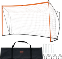 VEVOR Portable Soccer Goal, 12x6 ft Adults Kids Backyard Soccer Net, Large Practice Soccer Net, Steel Fiberglass Structure Training Goal Set, All-Weather Outdoor Soccer Goals with Carry Bag, Orange
