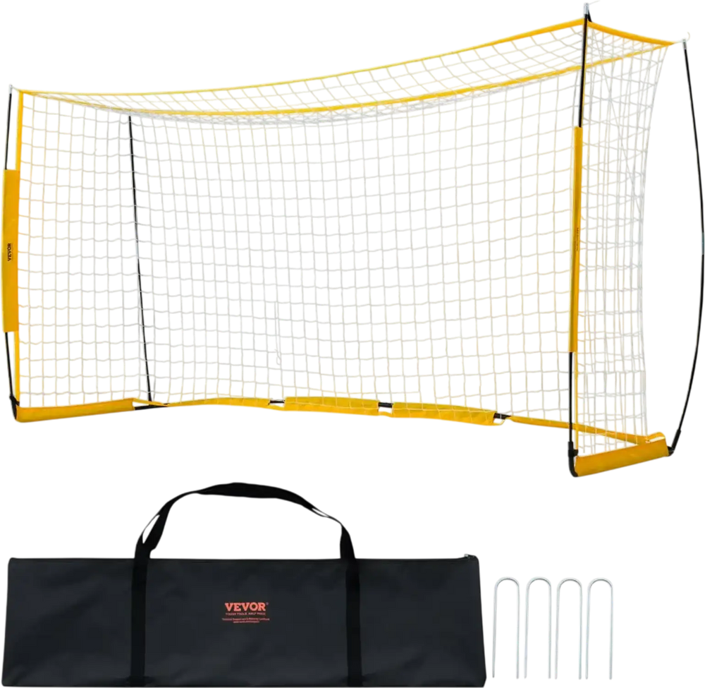 VEVOR Portable Soccer Goal, 12x6 ft Adults Kids Backyard Soccer Net, Large Practice Soccer Net, Steel Fiberglass Structure Training Goal Set, All-Weather Outdoor Soccer Goals with Carry Bag, Yellow
