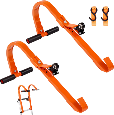 Vevor Ladder Roof Hook 2-Pack Steel Stabilizer with Wheel and Rubber Grip T-Bar New