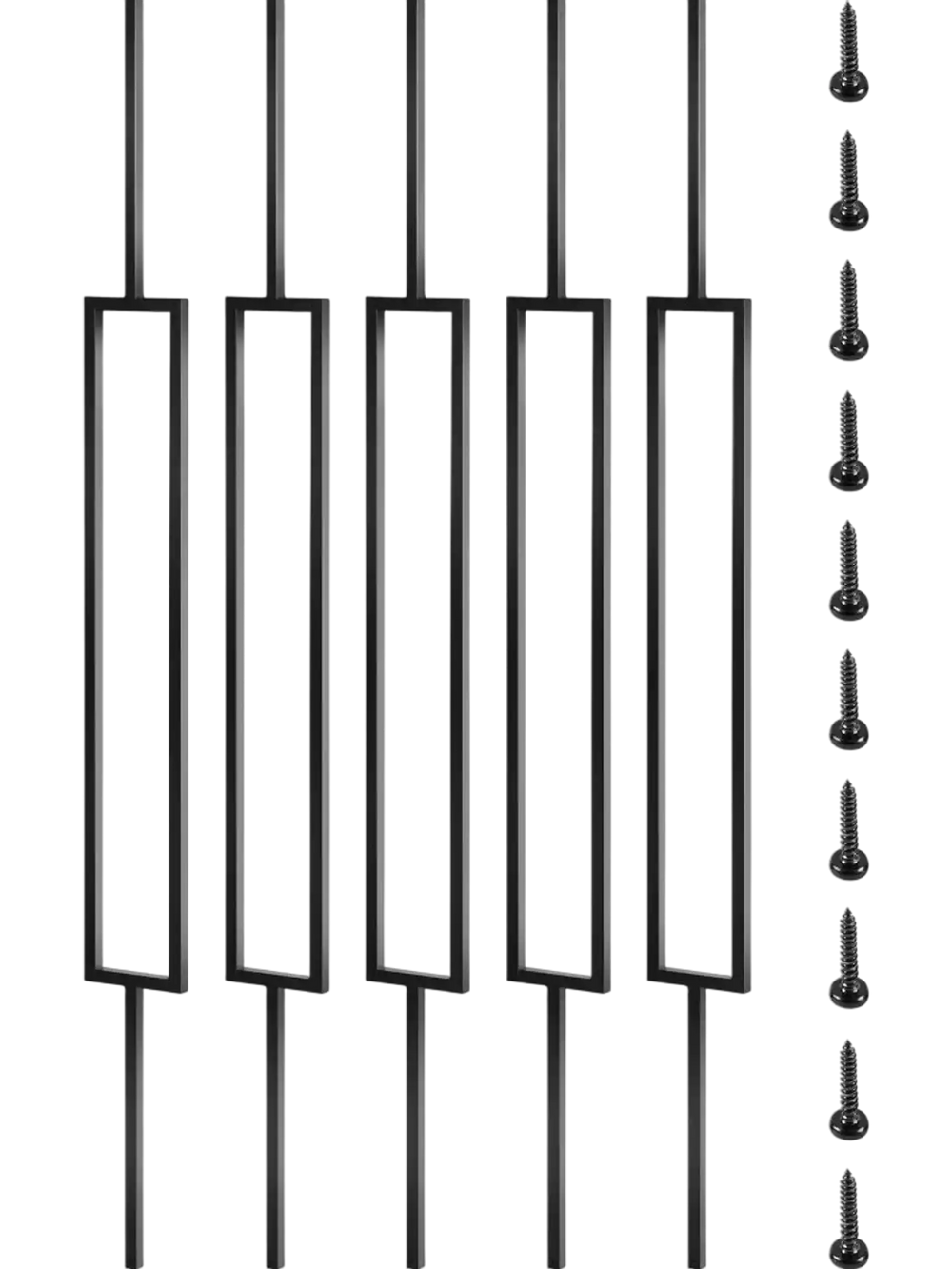 VEVOR Deck Balusters, 10 Pack Metal Deck Spindles, 44\"x0.5\" Staircase Baluster with Screws, Iron Deck Railing for Wood and Composite Deck, Stylish Black Baluster for Outdoor Stair Deck Porch