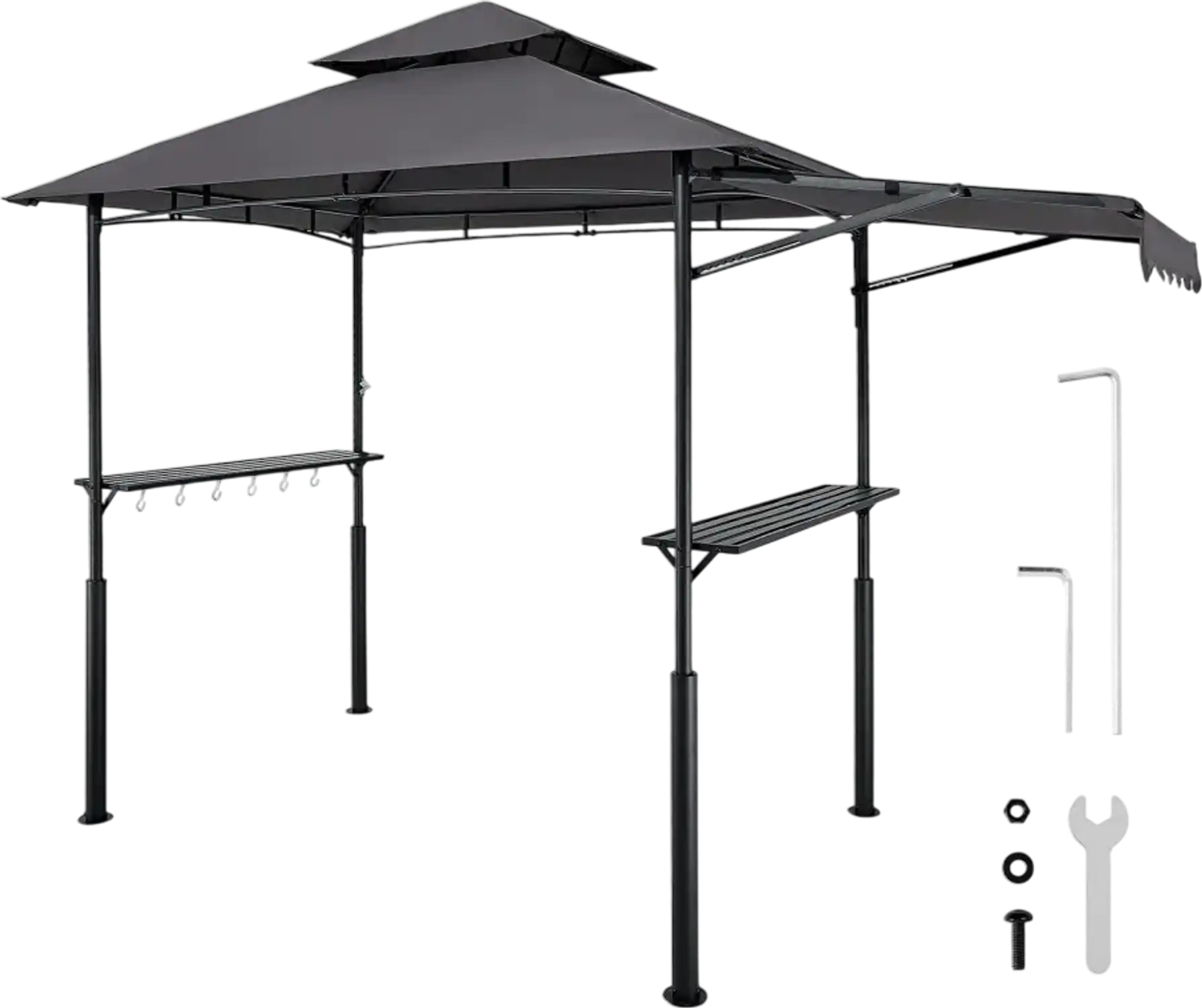 Vevor Grill Gazebo 8' x 5' Double-Tiered BBQ Canopy with Extra Awning New