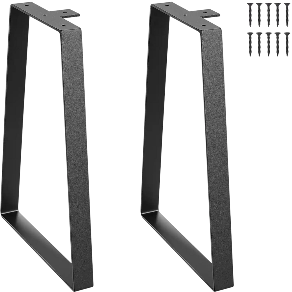 VEVOR 16 inch Trapezoid Steel Table Legs, Replacement Furniture Legs Set of 2 for DIY Coffee Tables, Modern Desks, Bench, Night Stands, Sofa, Max Load 400 lbs Heavy Duty, Quick Instalation Legs Black