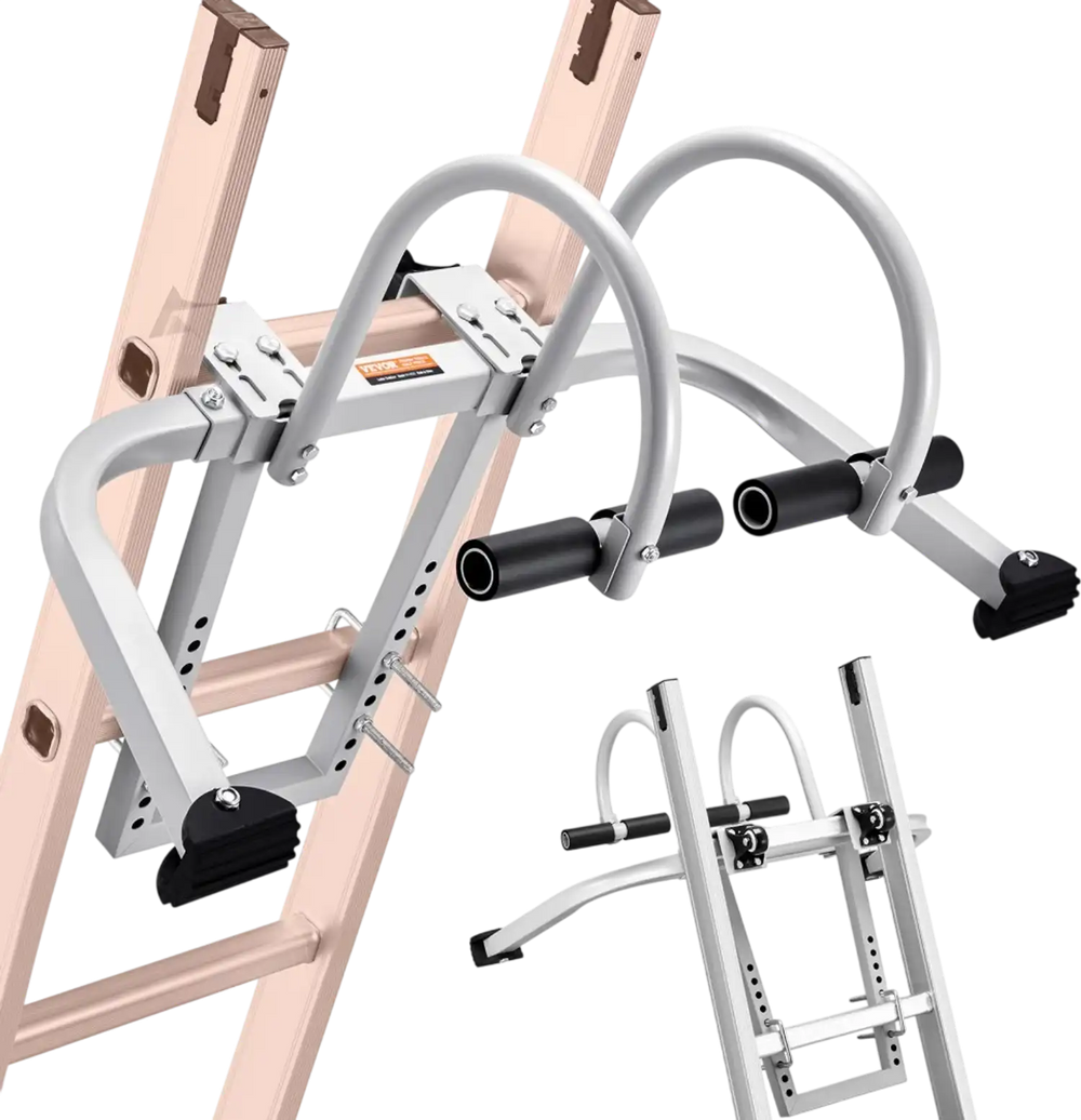 VEVOR Ladder Stabilizer, 2 in 1 Extension Wall Ladder Standoff Hook, Roof Ridge Ladder Accessories Both Horizontally and Vertically, Heavy-duty Steel Rubber Grip T-Bar, Quick Access to Steep Roofs