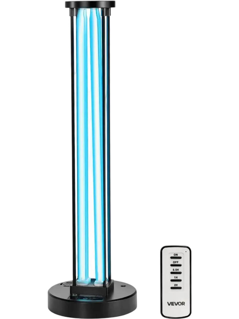 VEVOR UV Light, 110W Ultraviolet Lamp with Ozone Purifier, UVC Lamp with 30/60/120 Minutes 3-Gear Timer and Remote Control, for Room up to 600 sqft, UVO Lights for Living Room, Bedroom, Hotel, School