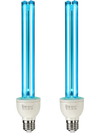 VEVOR UV Light Bulb, 2 Pack, 25W Replacement Ultraviolet UVC Lamp with Ozone, 253.7 nm + 185 nm Wavelength UVO Light Bulb, E27 Universal, for 400 sqft Living Room, Classroom, Office, Restaurant