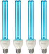 VEVOR UV Light Bulb, 4 Pack, 25W Replacement Ultraviolet UVC Lamp with Ozone, 253.7 nm + 185 nm Wavelength UVO Light Bulb, E27 Universal, for 400 sqft Living Room, Classroom, Office, Restaurant