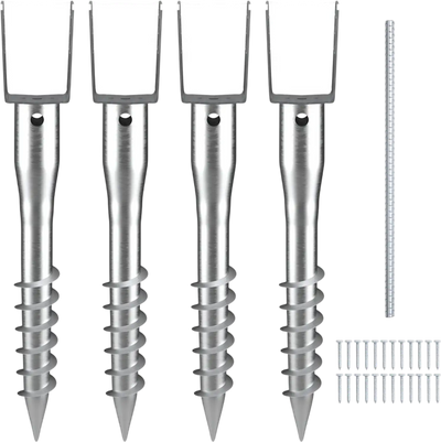 Vevor Ground Anchor No Dig Screw-In Post Stake 4 Pack 3.94 x 2.76 x 27.56