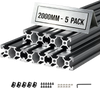 VEVOR 5PCS 2040 Aluminum Extrusion Profile, 78.74 Inch 2000 mm, V Slot European Standard Anodized Linear Rail, High-Strength Extruded Aluminum Rail, for 3D Printer Parts and CNC DIY Workbench, Black