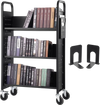 VEVOR Book Cart, 330 lbs Library Cart, 31.1" x 15.2" x 49.2" Rolling Book Cart, Single Sided V-Shaped Sloped Shelves with 4-Inch Lockable Wheels for Home Shelves Office and School, Book Truck in Black