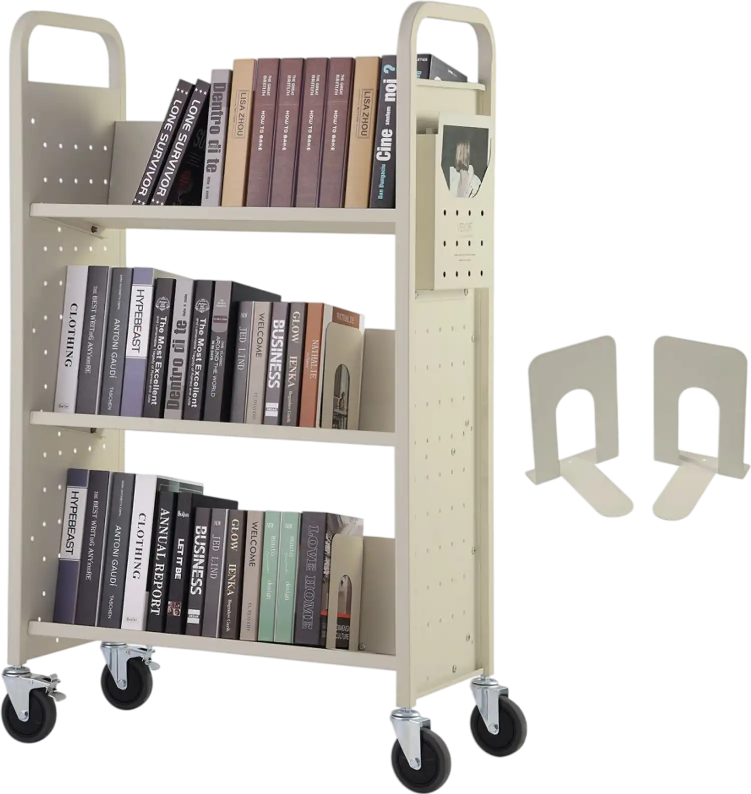 Vevor Book Cart Rolling Library Cart with V-Shaped Sloped Shelves 31.1