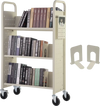 VEVOR Book Cart, 330 lbs Library Cart, 31.1" x 15.2" x 49.2" Rolling Book Cart, Single Sided V-Shaped Sloped Shelves with 4-Inch Lockable Wheels for Home Shelves Office and School, Book Truck in Cream