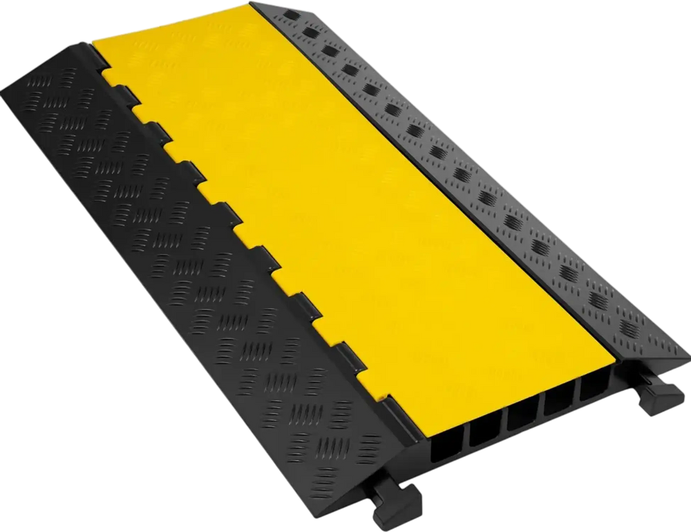 VEVOR 5 Channel Cable Protectors Extreme Rubber Cable Ramps Heavy Duty Protective Cable Wire Cord Ramp Driveway Rubber Traffic Speed Bumps Cable Protector (5-Channel, 1Pack-18000Lb)