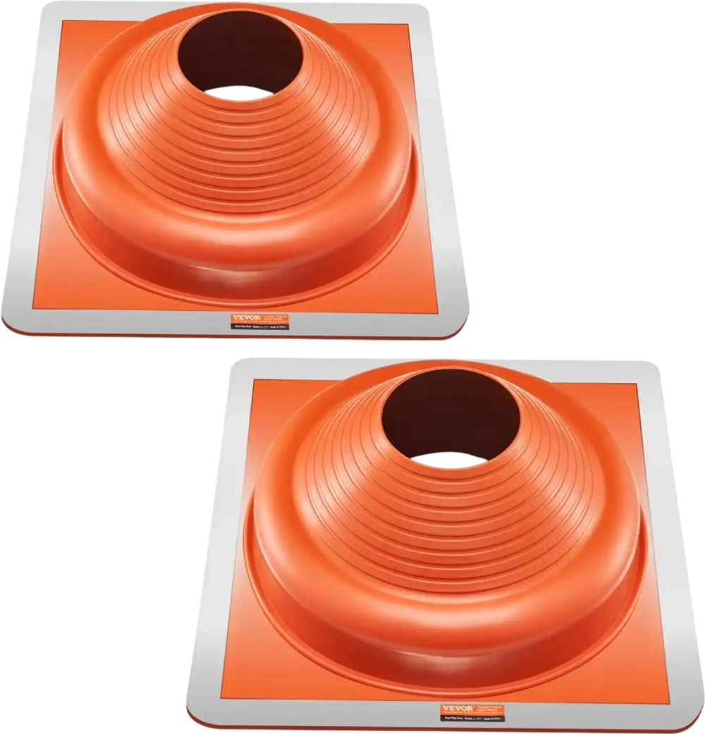 VEVOR 2Pcs Roof Pipe Flashing Boots, Fit Pipe OD 6-3/4" to 14", Flexible Silicone Roofing Jack Pipe Flashing, High Temp -101℉ to 437℉, Square Metal Base, for Chimney, Wood Stove & Outdoor Vent Pipes