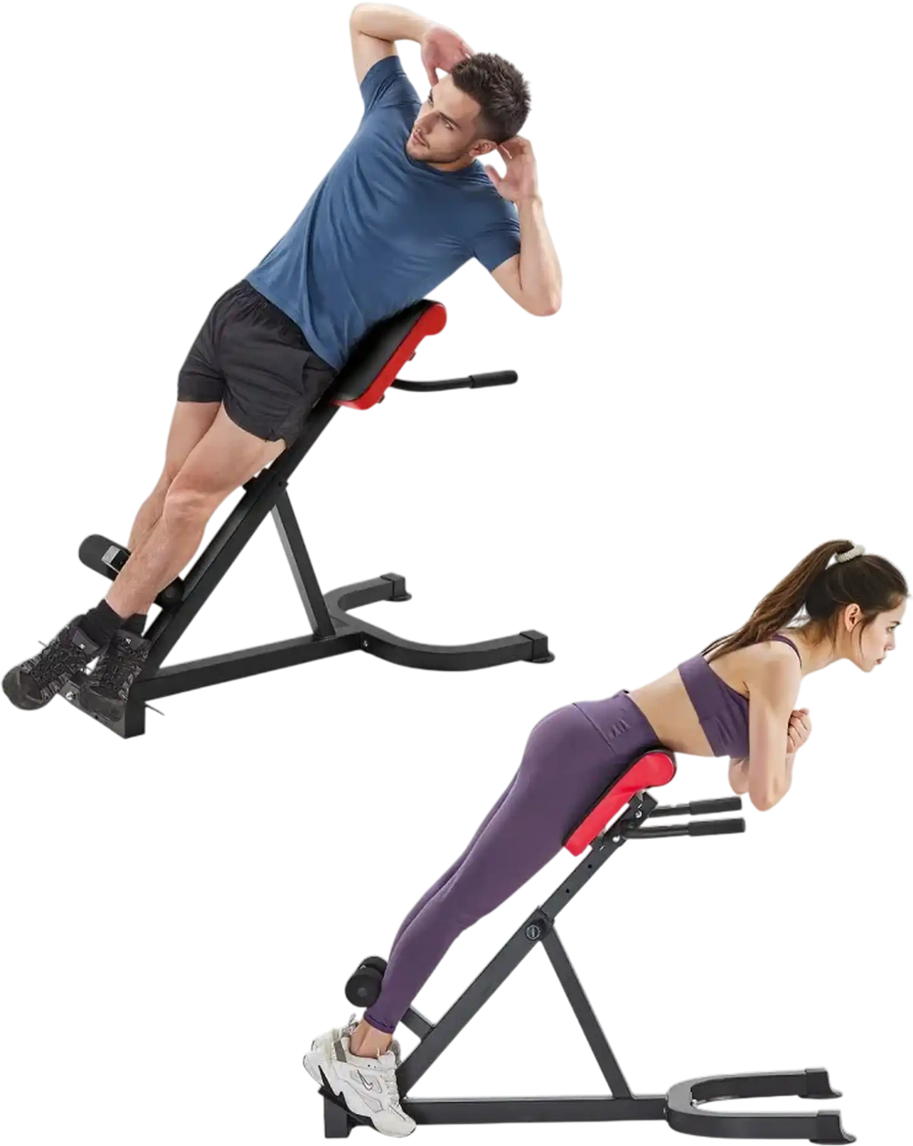 VEVOR Roman Chair Hyperextension Bench, 300 lbs Adjustable Extension Machine, Multi-Function Exercise Equipment for Glute, Hamstring, Lower Back, and Ab Workout, Fitness Weight Bench for Home Gym