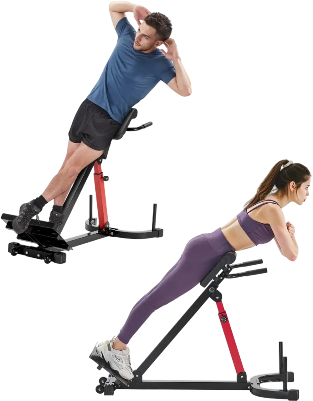 VEVOR Roman Chair Hyperextension Bench, 350 lbs Adjustable Extension Machine, Multi-Function Exercise Equipment for Glute, Hamstring, Lower Back, and Ab Workout, Fitness Weight Bench for Home Gym
