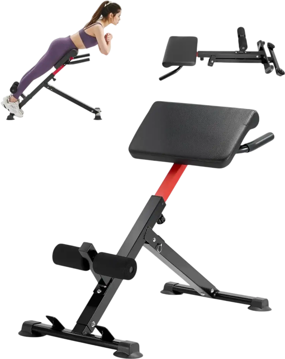 VEVOR Roman Chair Hyperextension Bench, 250 lbs Adjustable & Foldable Extension Machine, Multi-Function Exercise Equipment for Glute, Hamstring, Back, and Ab Workout, Fitness Weight Bench for Home Gym