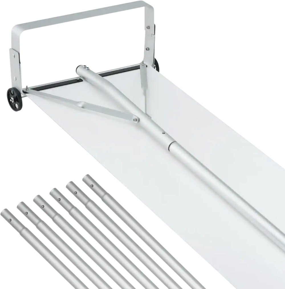 VEVOR Snow Roof Rake, 30ft Reach Aluminium Roof Shovel with Slide Cloth, Premium 19" Blade Snow Removal Tool, Safe on Roof with Roll Wheels, Anti-Slip Handle, Use for House Roof, Car Snow, Wet Leaves