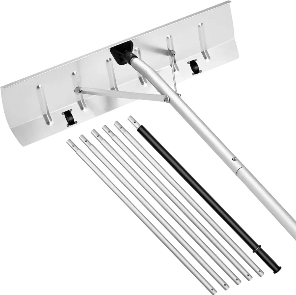 VEVOR Snow Roof Rake, 26 in Aluminum Blade, 7.5-20 ft Adjustable Roof Snow Scraper with Wheels, Anti-Slip Handle Snows Removal Tool, Lightweight House Rooftop Rake for Leaves Debris Removal
