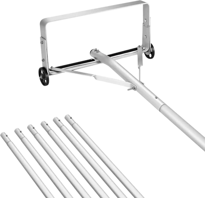 VEVOR Snow Roof Rake, 18.5 in Aluminum Blade, 5.2-30 ft Adjustable Roof Snow Scraper with Wheels & Slide, , Lightweight Snows Removal Tool for House Rooftop Leaves Debris Clearing