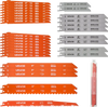 VEVOR Reciprocating Saw Blades, 32-Piece, Various Sizes Bi-Metal Reciprocating Saw Blade Set with Universal Shank, for Metal and Wood Cutting, Sharp Teeth for Fast and Smooth Cuts, Orange and Gray