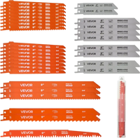 VEVOR Reciprocating Saw Blades, 32-Piece, Various Sizes Bi-Metal Reciprocating Saw Blade Set with Universal Shank, for Metal and Wood Cutting, Sharp Teeth for Fast and Smooth Cuts, Orange and Gray