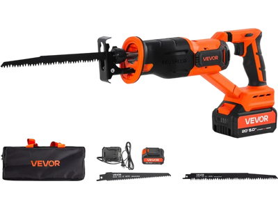 VEVOR Cordless Reciprocating Saw, 20 V, 3000 SPM Variable Speed, 1 inch Stroke Length, Electric Reciprocating Saw with Battery, Charger, 8 Blades, and Carrying Bag, for Wood and Plastic Cutting