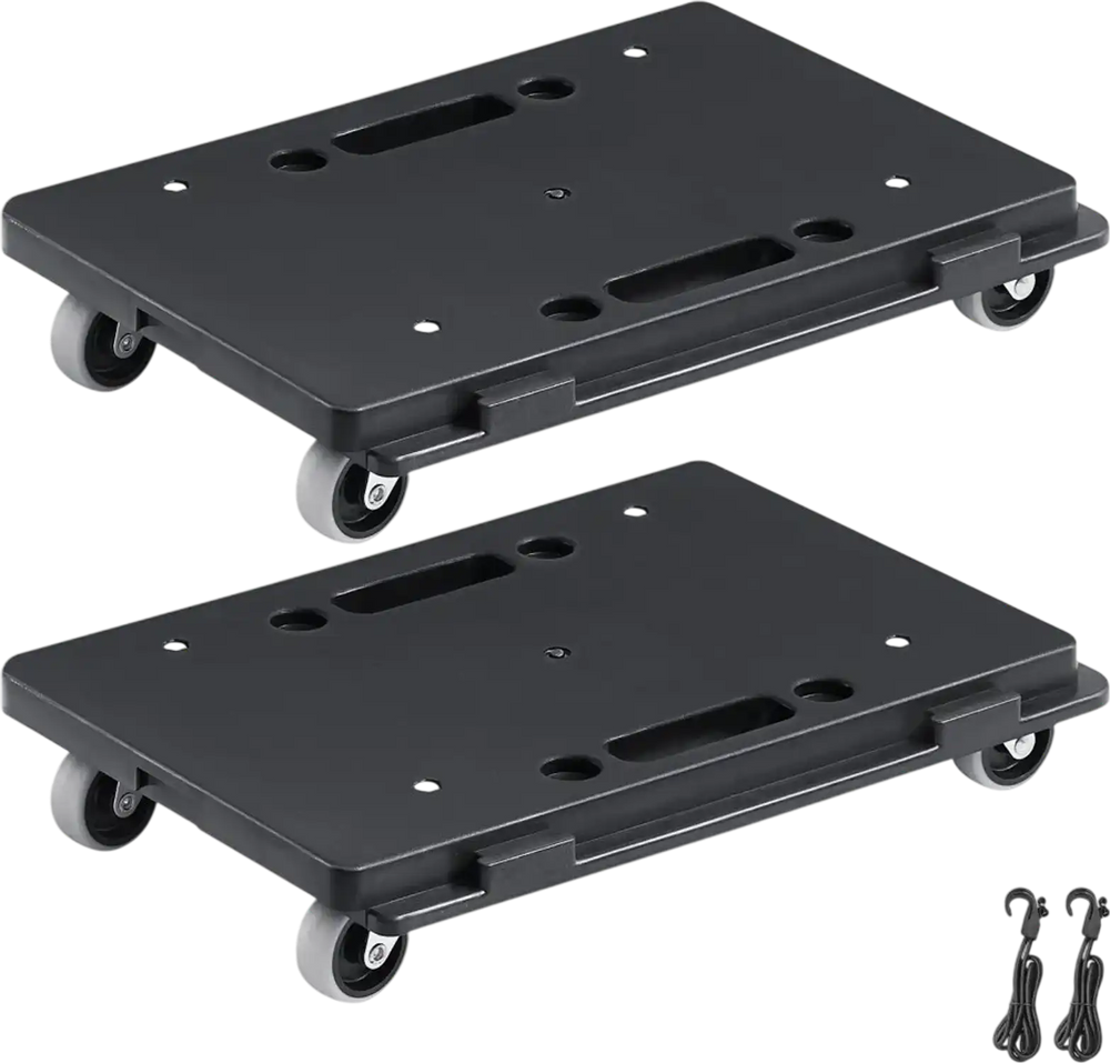 VEVOR Furniture Dolly, 500 lbs Capacity Each Count, Furniture Mover with Wheels, Portable Moving Rollers 4 Wheels Heavy Duty, Small Flat Dolly Cart with Interlocking for Heavy Furniture, 2 Pack, Black