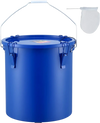 VEVOR Fryer Grease Bucket, 6 Gal Oil Disposal Caddy Carbon Steel Fryer Oil Bucket with Rust-Proof Coating, Oil Transport Container with Lid, Lock Clips, Filter Bag for Hot Cooking Oil Filtering, Blue