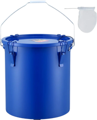 VEVOR Fryer Grease Bucket, 6 Gal Oil Disposal Caddy Carbon Steel Fryer Oil Bucket with Rust-Proof Coating, Oil Transport Container with Lid, Lock Clips, Filter Bag for Hot Cooking Oil Filtering, Blue