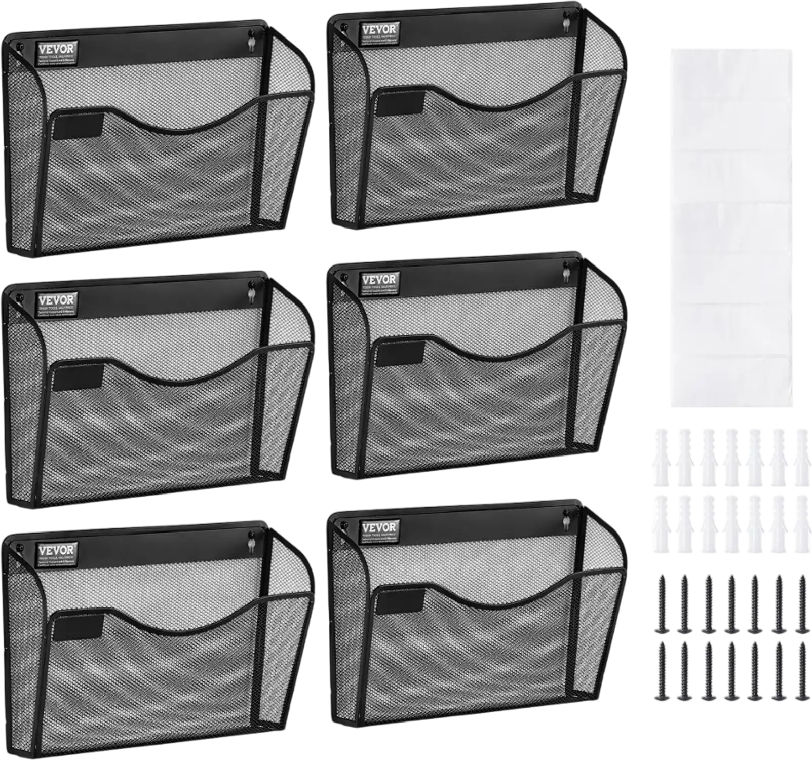 Vevor Wall File Organizer 6-Piece 1-Pocket Mesh Holder New