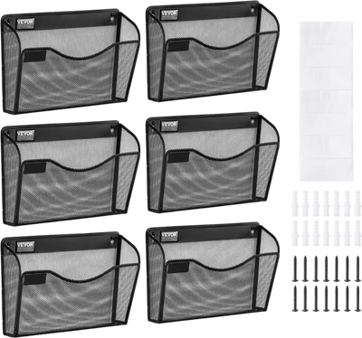 Vevor Wall File Organizer 6-Piece 1-Pocket Mesh Holder New