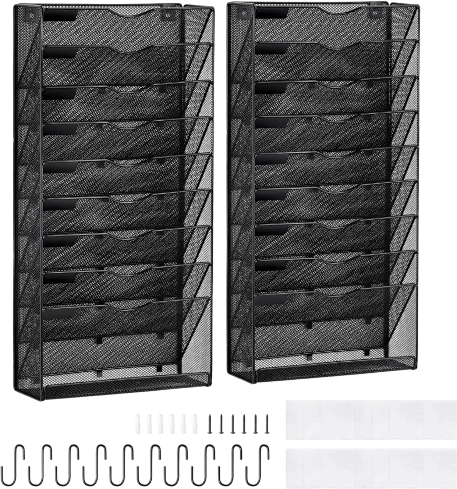 Vevor Wall File Organizer 10-Pocket Mesh Metal Rack 2-Piece Set New