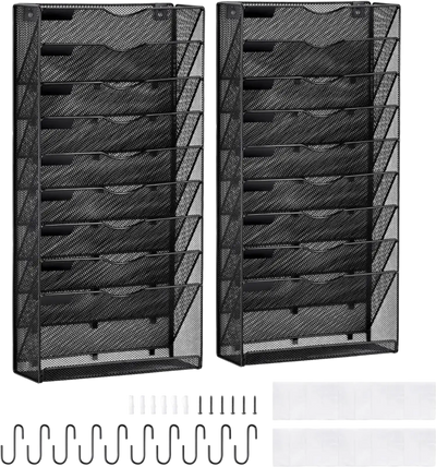 Vevor Wall File Organizer 10-Pocket Mesh Metal Rack 2-Piece Set New