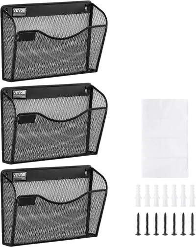 Vevor Wall File Rack 3-Piece Mesh Wall File Holder New