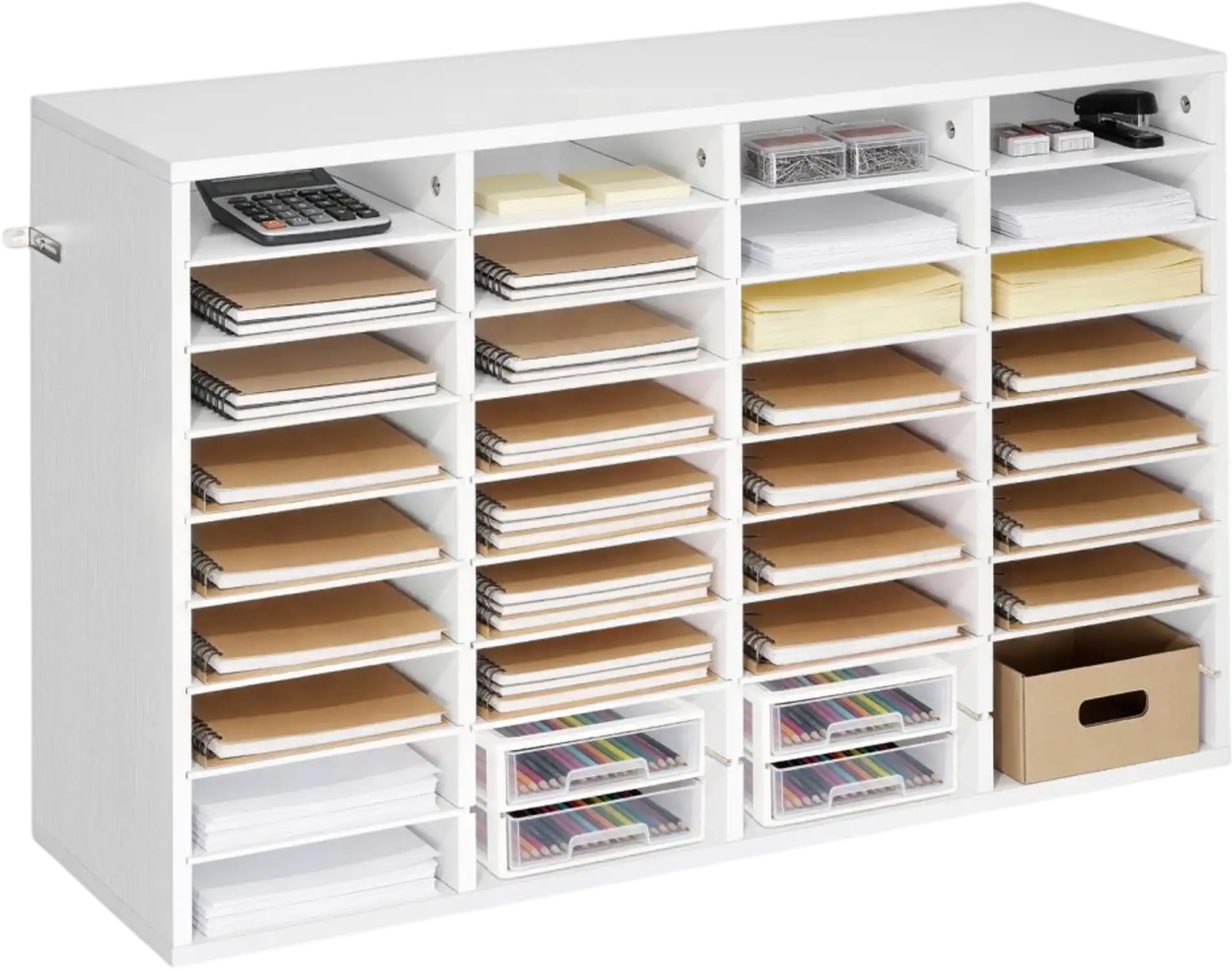 Vevor Literature Organizer 36-Compartment Wooden Mailbox Sorter White New