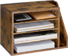 VEVOR Literature Organizer, 4 Compartments Office Mailbox with Detachable Shelves, Wooden Mailbox Sorter with Side Vertical Storage, Countertop Office Home Organizer for File, Document, Paper, Brown