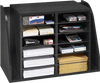 VEVOR Literature Organizer, 12 Compartments Office Mailbox with Side Vertical Storage, Wooden Mailbox Sorter Made of Particle Board, Countertop Office Home  Organizer for File, Document, Paper, Black