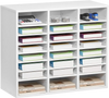 VEVOR Literature Organizer, 24 Compartments Office Mailbox with Adjustable Shelves, Wooden Mailbox Sorter Medium Density Fiberboard Office Home Classroom Storage for Files, Documents, Papers, White