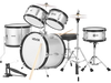 VEVOR Kids Drum Set, 5-Piece 16 in Junior Drum Sets, Beginner Drums Set with Adjustable Throne, Cymbal & Two Pairs of Drumsticks, Musical Learning Drums Instrument Kit, for Children Ages 6-13(Silver)