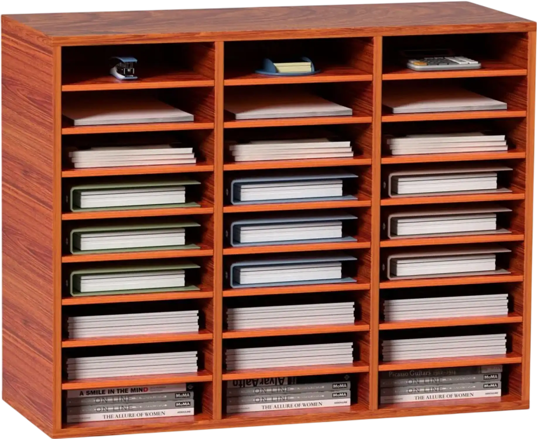 Vevor Literature Organizer 27-Compartment Wood File Sorter Brown New