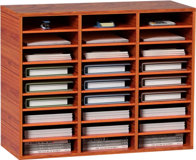 Vevor Literature Organizer 27-Compartment Wood File Sorter Brown New
