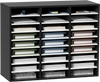 VEVOR 27 Compartments Wood Literature Organizer, Adjustable Shelves, Medium Density Fiberboard Mail Center, Office Home School Storage for Files, Documents, Papers, Magazines, Black+White