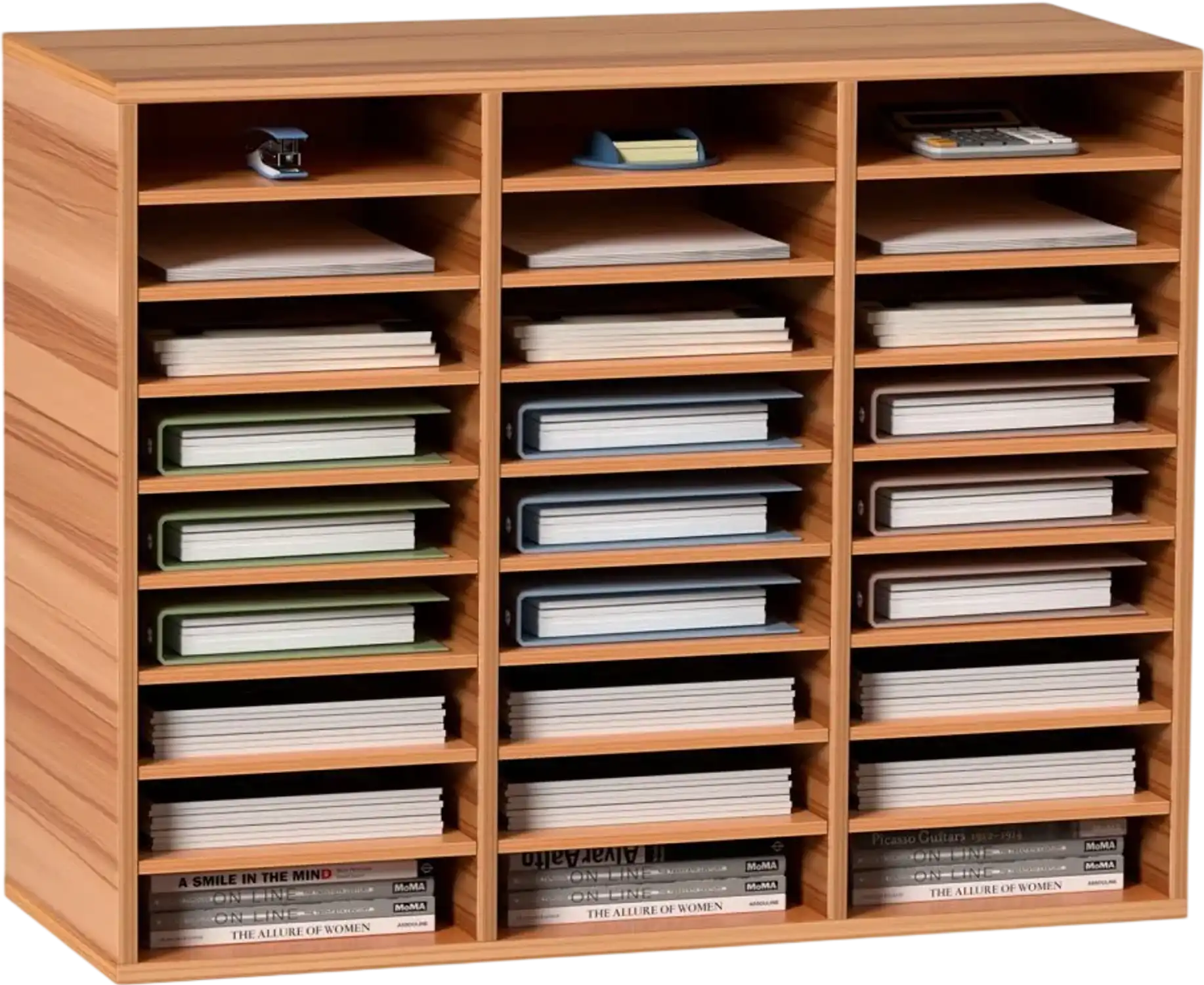 Vevor Literature Organizer 27-Compartment Adjustable Wood File Sorter White New
